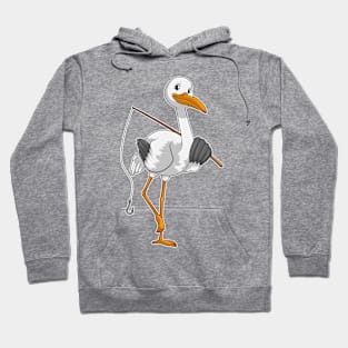 Stork as Fisher with Fishing rod Hoodie